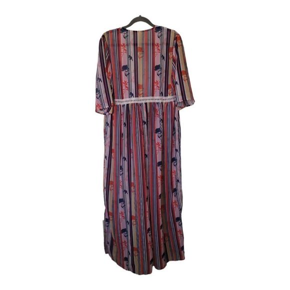 Tempotrek Cover-up Size XL Multicolor Striped Floral Print With Crochet Tye New - Picture 3 of 7